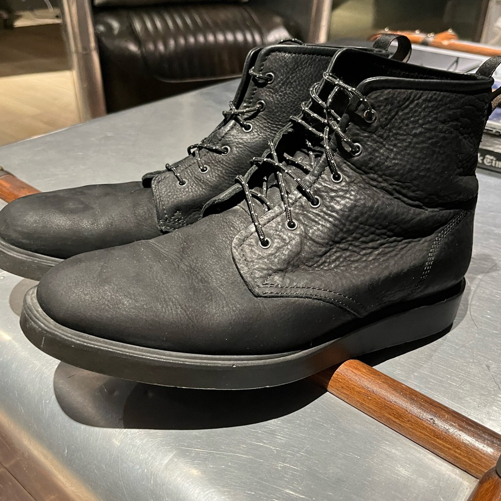 Rag & Bone Elliot- Black Boots with Lace-Up Design and Rounded Toe